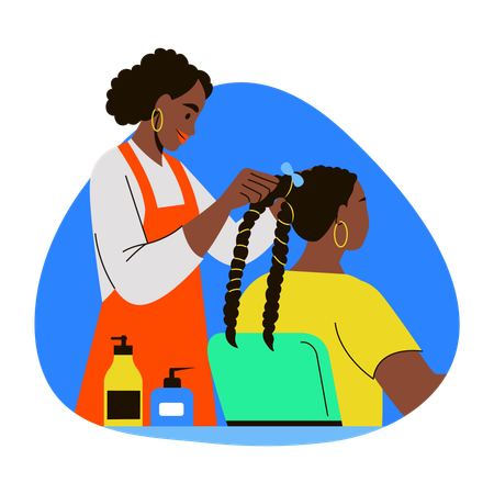 Girl doing Hair braiding  Illustration