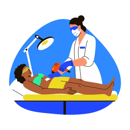 Girl doing Hair removal treatment  Illustration