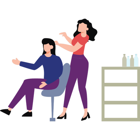 Girl Doing Hairstyle For Customer  Illustration