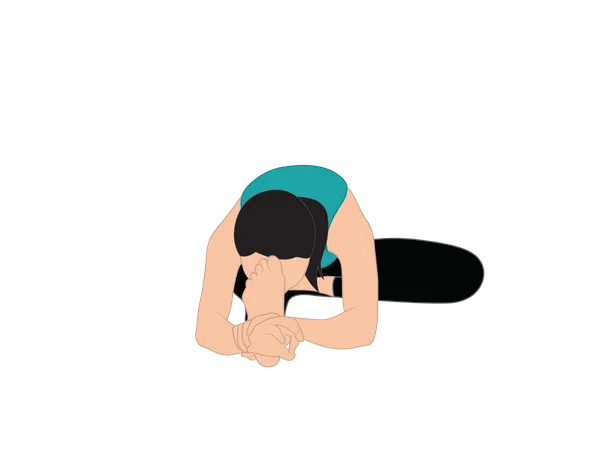 Girl doing half paschimottanasana  Illustration