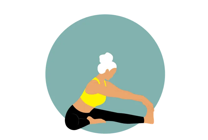 Girl doing half paschimottanasana  Illustration