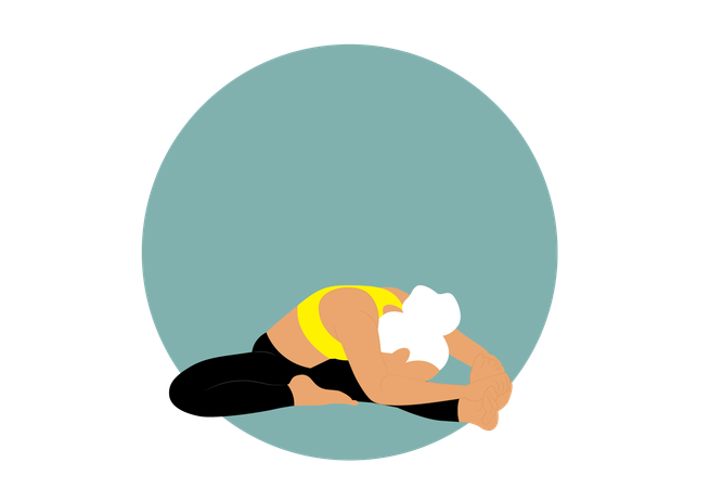 Girl doing half paschimottanasana  Illustration