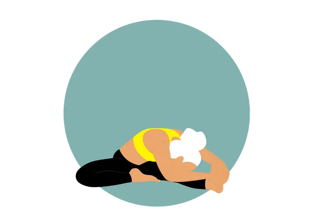 Girl doing half paschimottanasana  Illustration