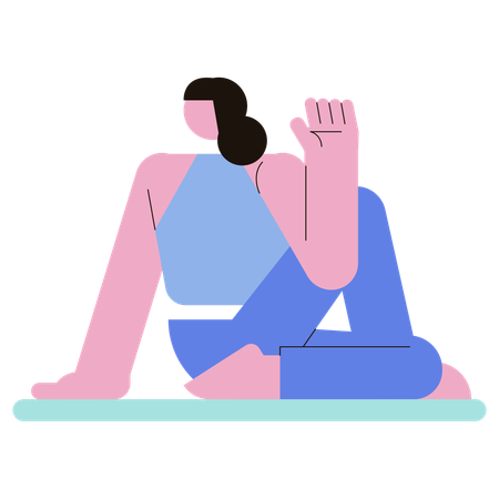 Girl doing Half Spinal Twist  Illustration