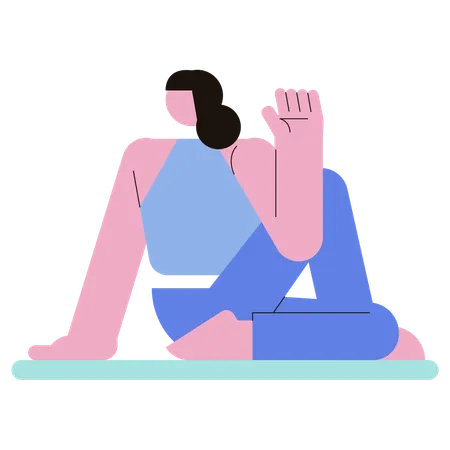 Girl doing Half Spinal Twist  Illustration