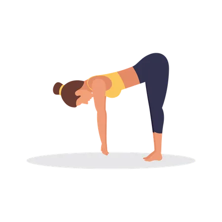 Girl doing Half Standing Forward Fold pose  Illustration