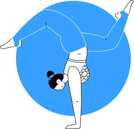 Girl doing hand stand at home  Illustration