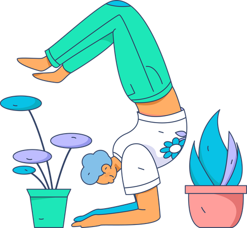 Girl doing hand stand  Illustration