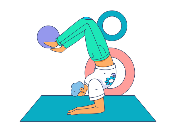 Girl doing hand stand  Illustration