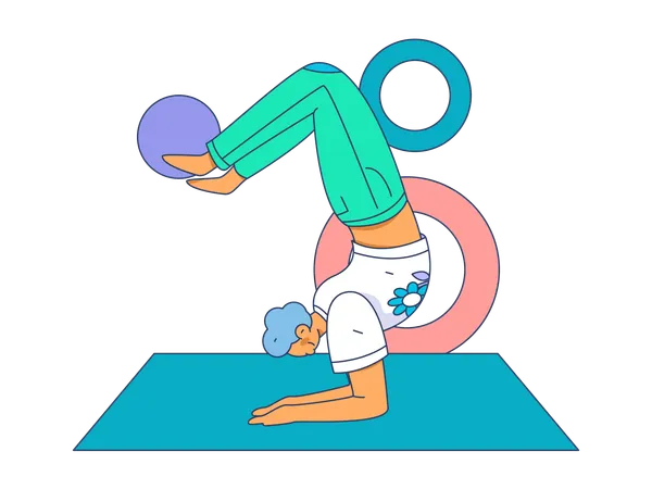 Girl doing hand stand  Illustration