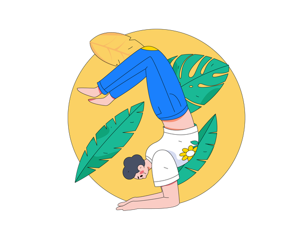 Girl doing hand stand  Illustration