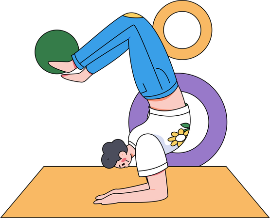 Girl doing hand stand  Illustration