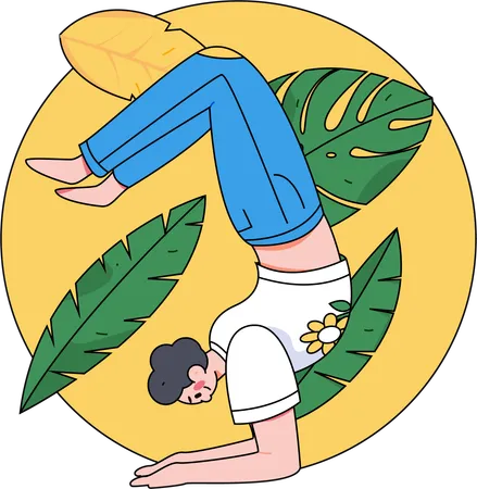 Girl doing hand stand  Illustration