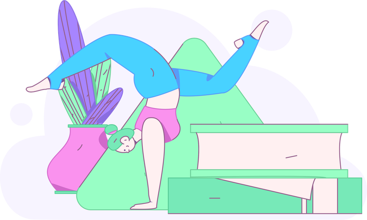 Girl doing hand stand  Illustration