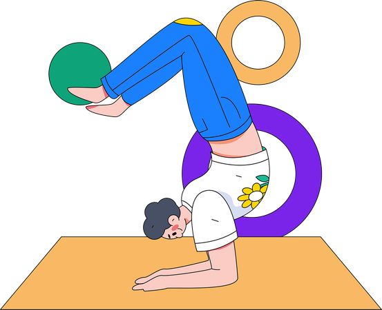 Girl doing hand stand  Illustration