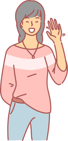 Girl doing hand up and saying hello  Illustration