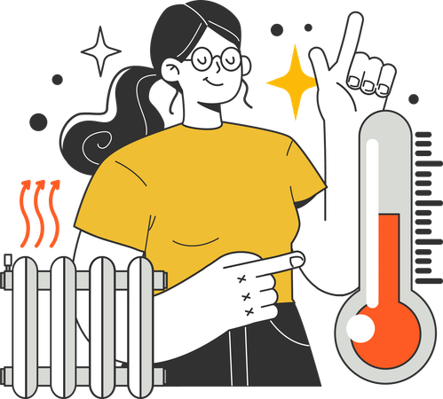 Girl doing heat savings  Illustration