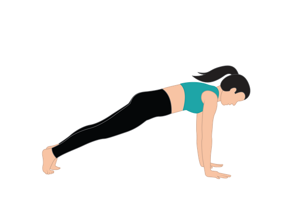 Girl doing high plank  Illustration