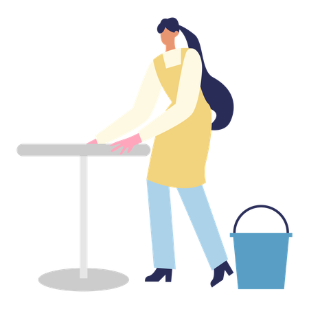 Girl doing Home Cleaning  Illustration