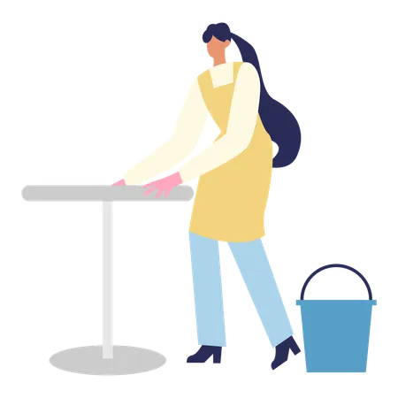 Girl doing Home Cleaning  Illustration