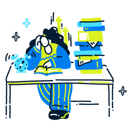 Girl doing homework  Illustration