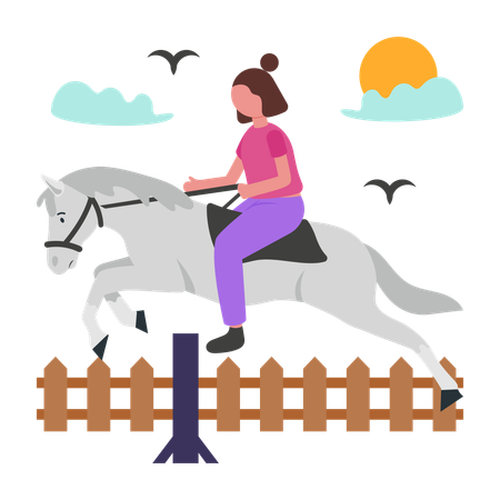 Girl doing horse Jumping  Illustration