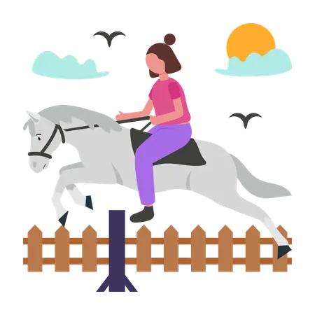 Girl doing horse Jumping  Illustration