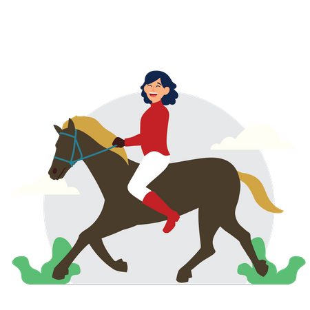 Girl doing horse Riding  Illustration
