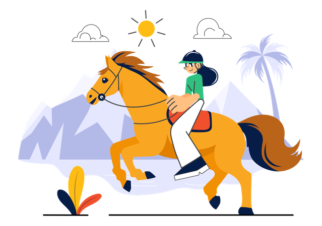 Girl doing Horse Riding Practice  Illustration