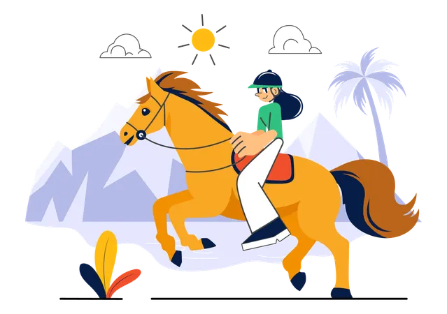 Girl doing Horse Riding Practice  Illustration