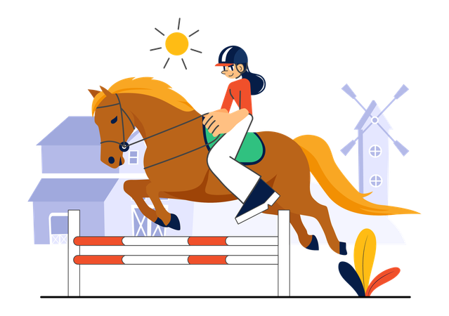 Girl doing Horse Riding Practice  Illustration