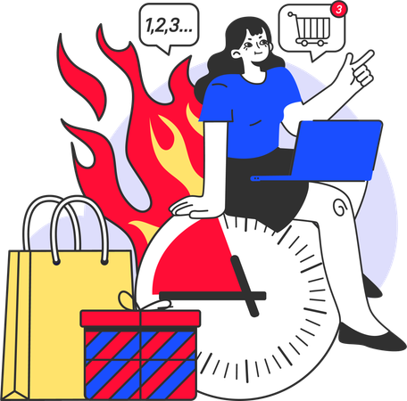 Girl doing hot sale shopping  Illustration