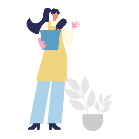 Girl doing House Cleaning  Illustration