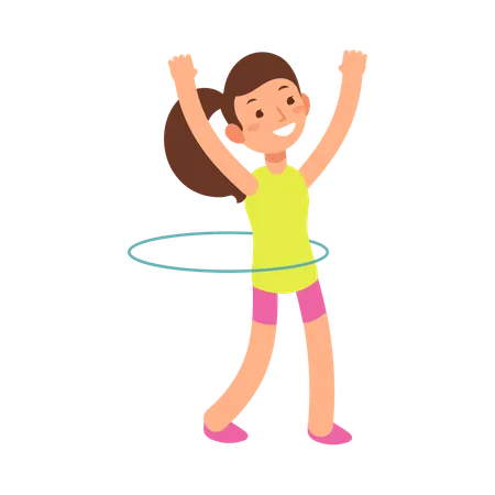 Girl doing hula hoop  Illustration