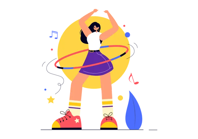 Girl doing hula hoop exercise  Illustration