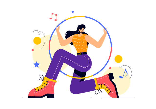 Girl doing hula hoop exercise  Illustration