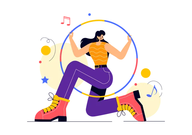 Girl doing hula hoop exercise  Illustration