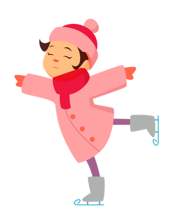 Girl doing ice skating  Illustration