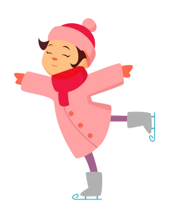 Girl doing ice skating  Illustration