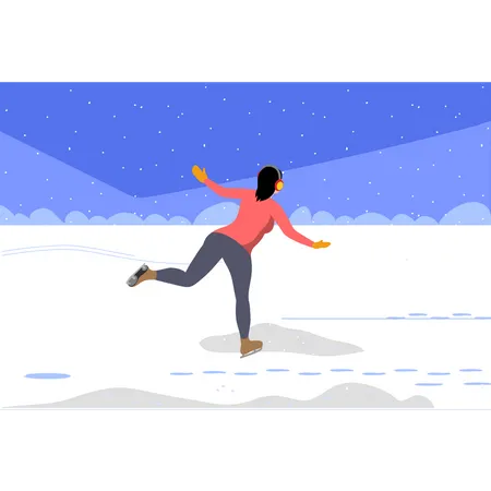 Girl doing ice skating  Illustration