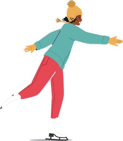 Girl doing ice skating  Illustration