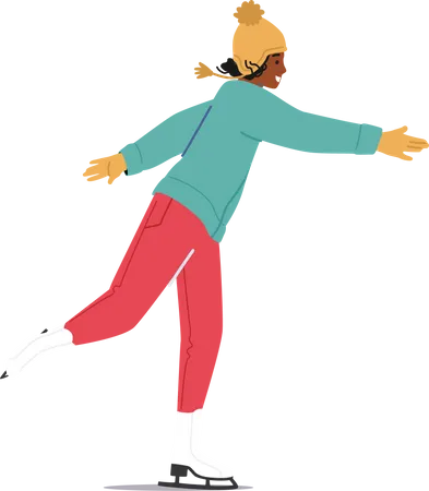 Girl doing ice skating  Illustration