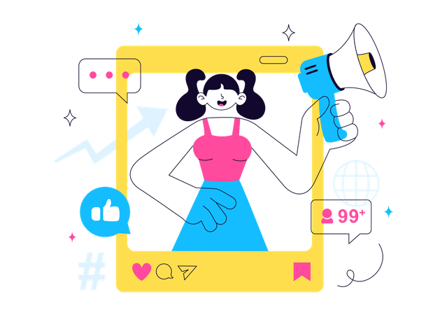 Girl doing influencer marketing  Illustration