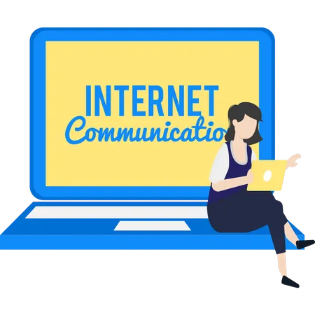 Girl doing internet communication  Illustration