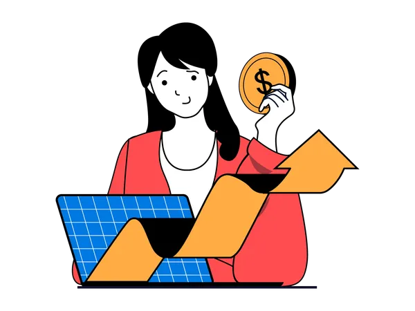 Girl doing investment growth  Illustration