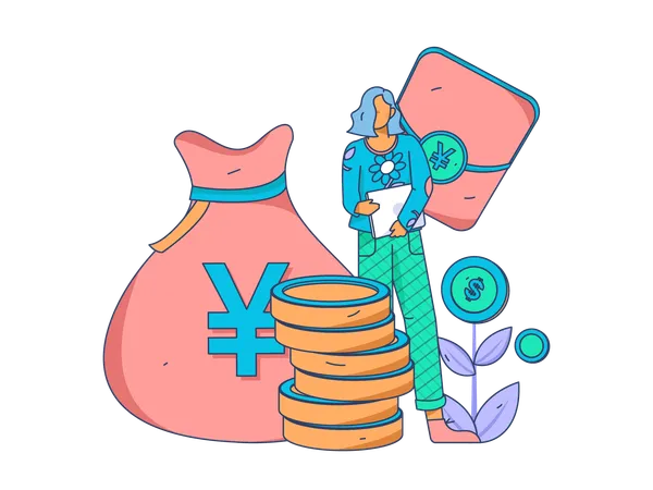 Girl doing investment growth  Illustration