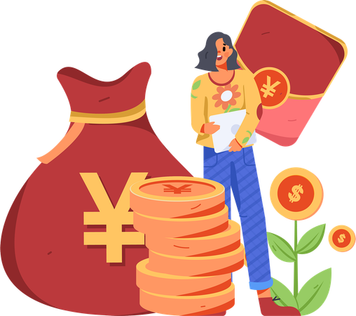 Girl doing investment growth  Illustration