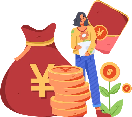 Girl doing investment growth  Illustration