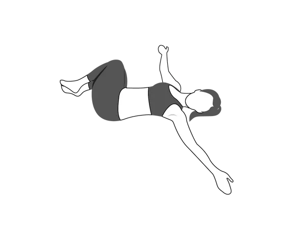 Girl doing Jathara Parivartanasana  Illustration