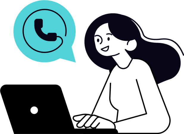 Girl doing job in call center  Illustration